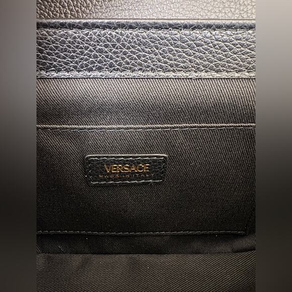 Versace Virtus Black Leather Shoulder Crossbody Bag NWT - Picture 7 of 12